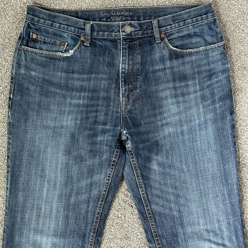 Banana Republic Mens Bootcut Jeans 34x34 Medium Wash Faded 100% Cotton